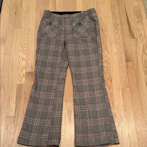 Free People Plaid Trousers with Buttoned Pockets